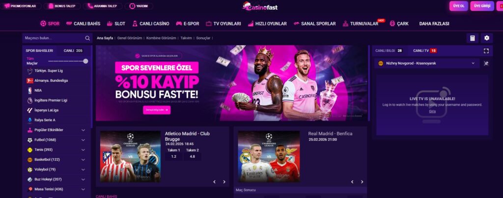 casinofast spor bahisleri
